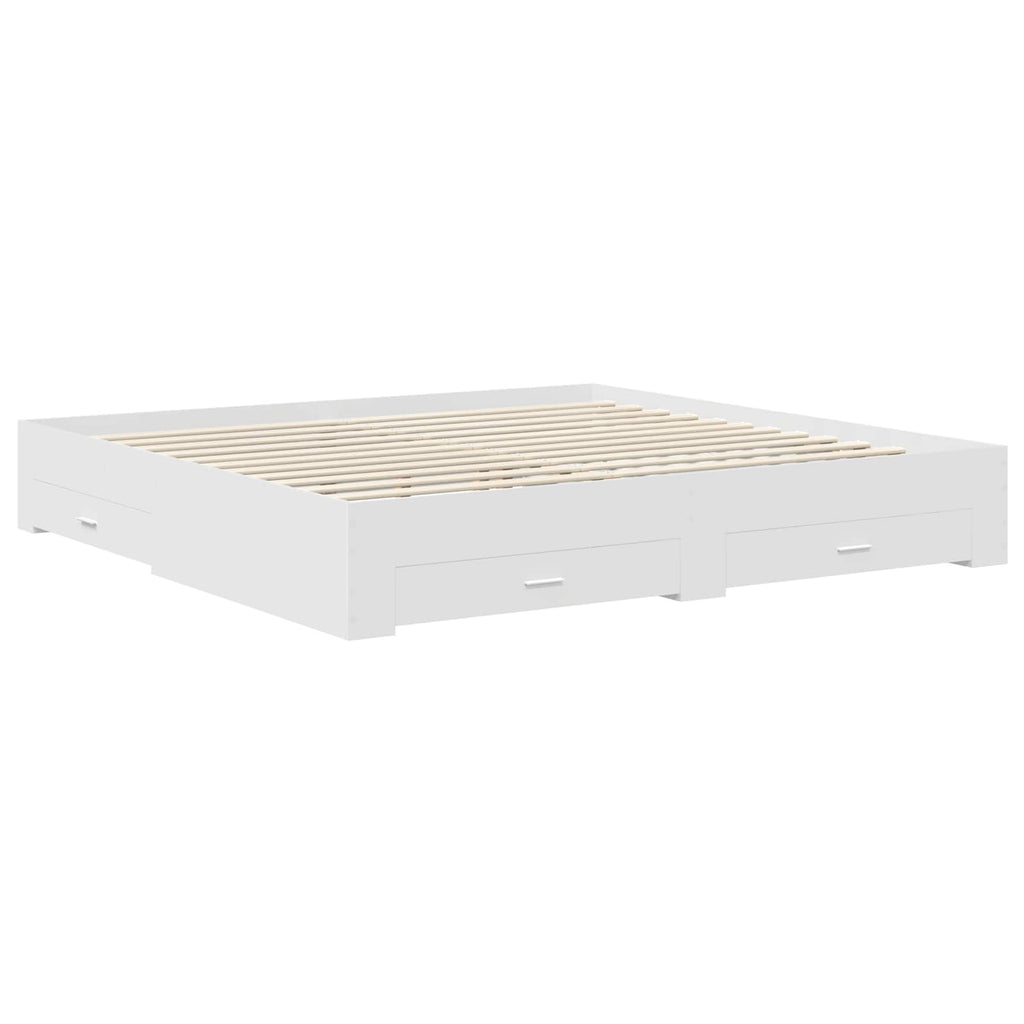 vidaXL Bettrahmen mit Schubladen Weiß 200 x 200 cm Holzwerkstoff