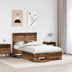 vidaXL Bettrahmen mit Schubladen Altholz 120 x 190 cm Holzwerkstoff