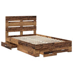 vidaXL Bettrahmen mit Schubladen Altholz 120 x 190 cm Holzwerkstoff