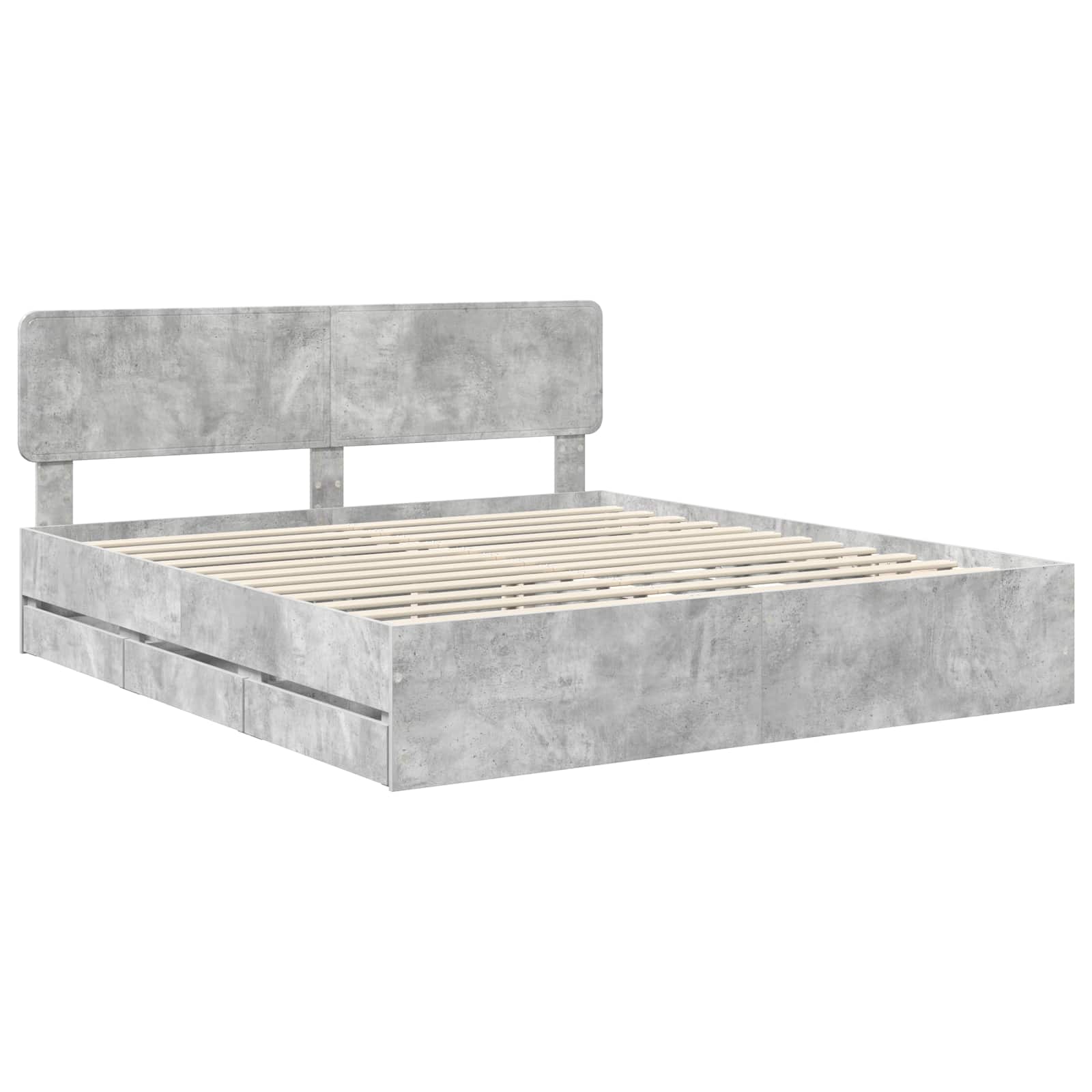 vidaXL Bettrahmen mit Schubladen Betongrau 200 x 200 cm Holzwerkstoff