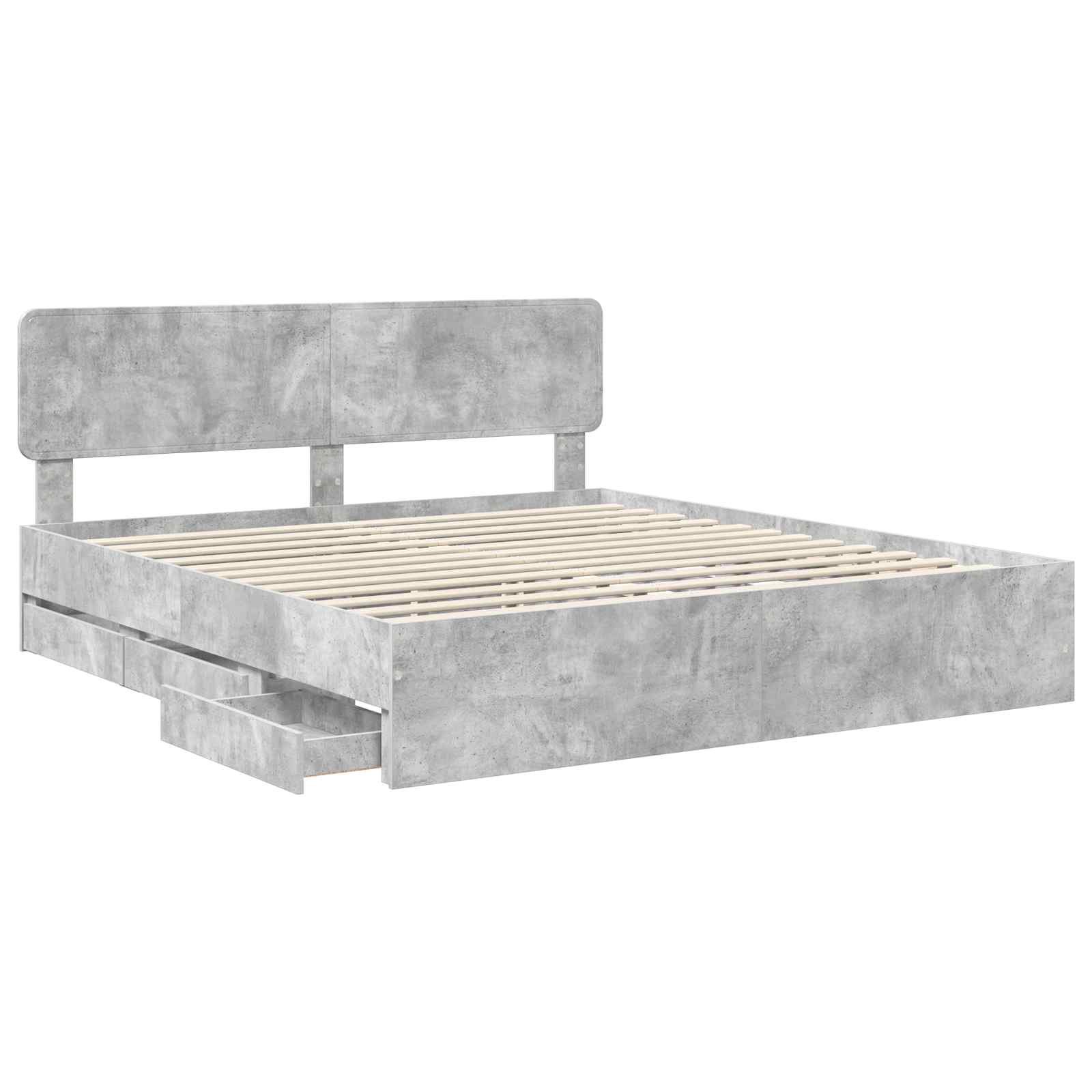 vidaXL Bettrahmen mit Schubladen Betongrau 200 x 200 cm Holzwerkstoff