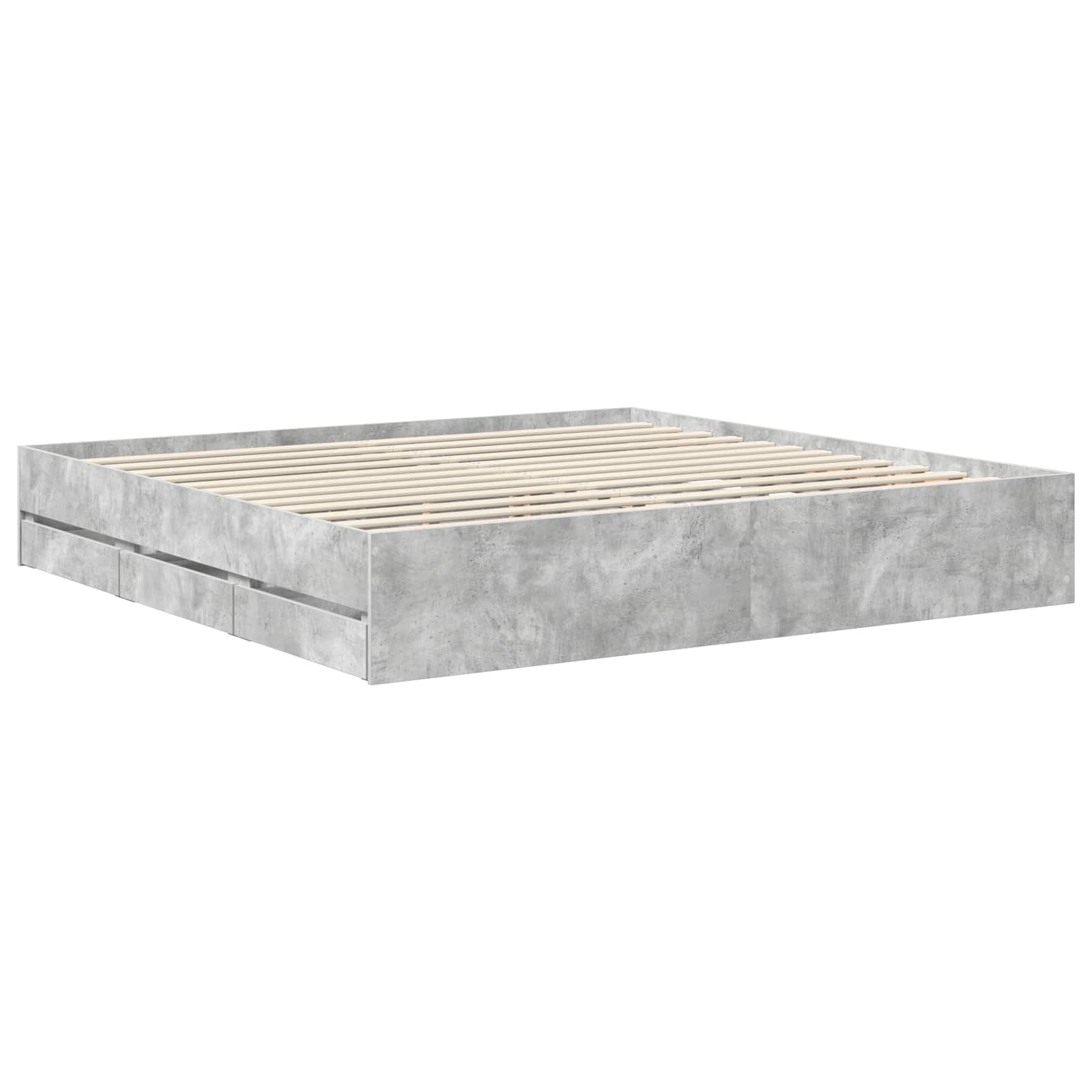 vidaXL Bettrahmen mit Schubladen Betongrau 200 x 200 cm Holzwerkstoff