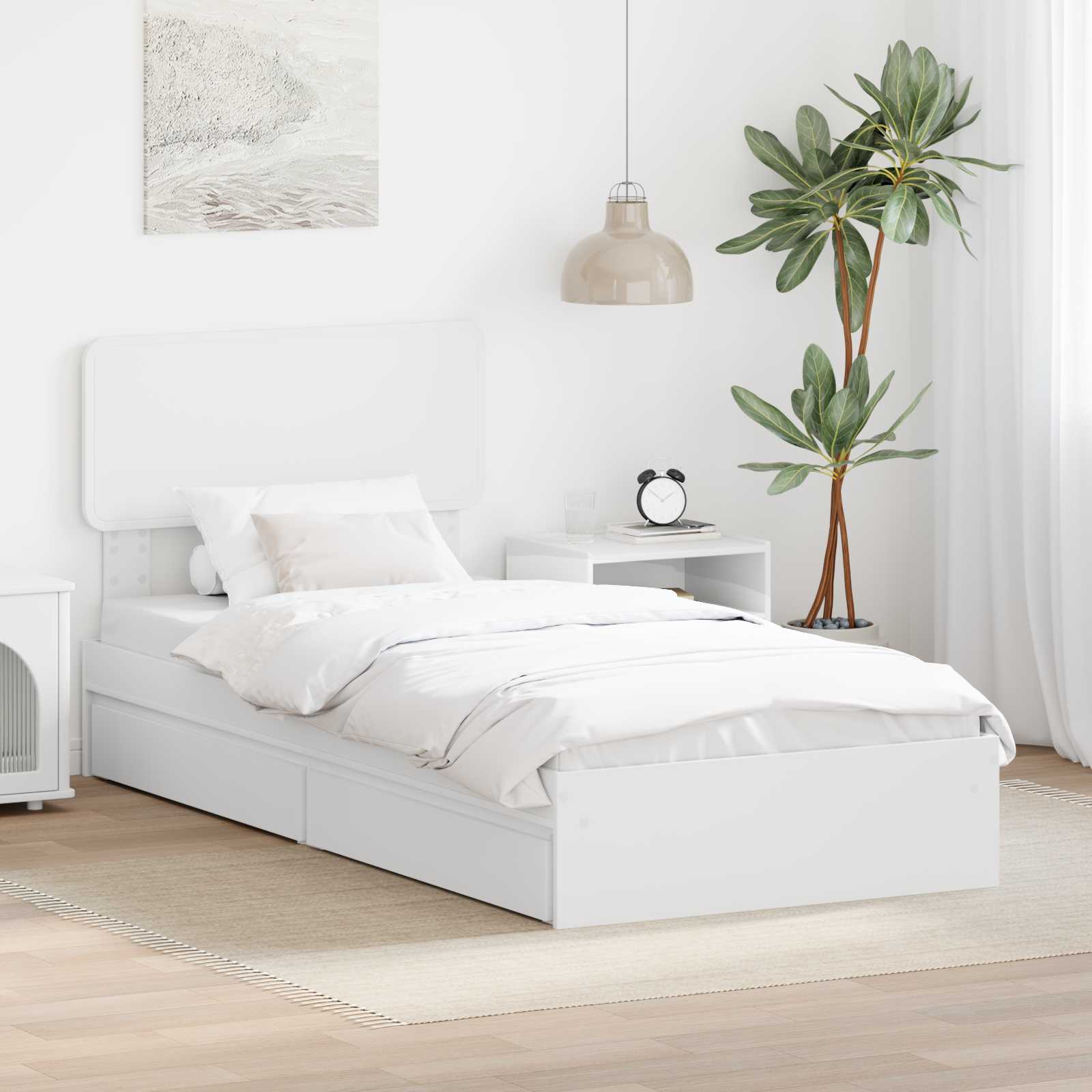 vidaXL Aufbewahrungsbett mit Schubladen Weiß 90 x 190 cm Holzwerkstoff