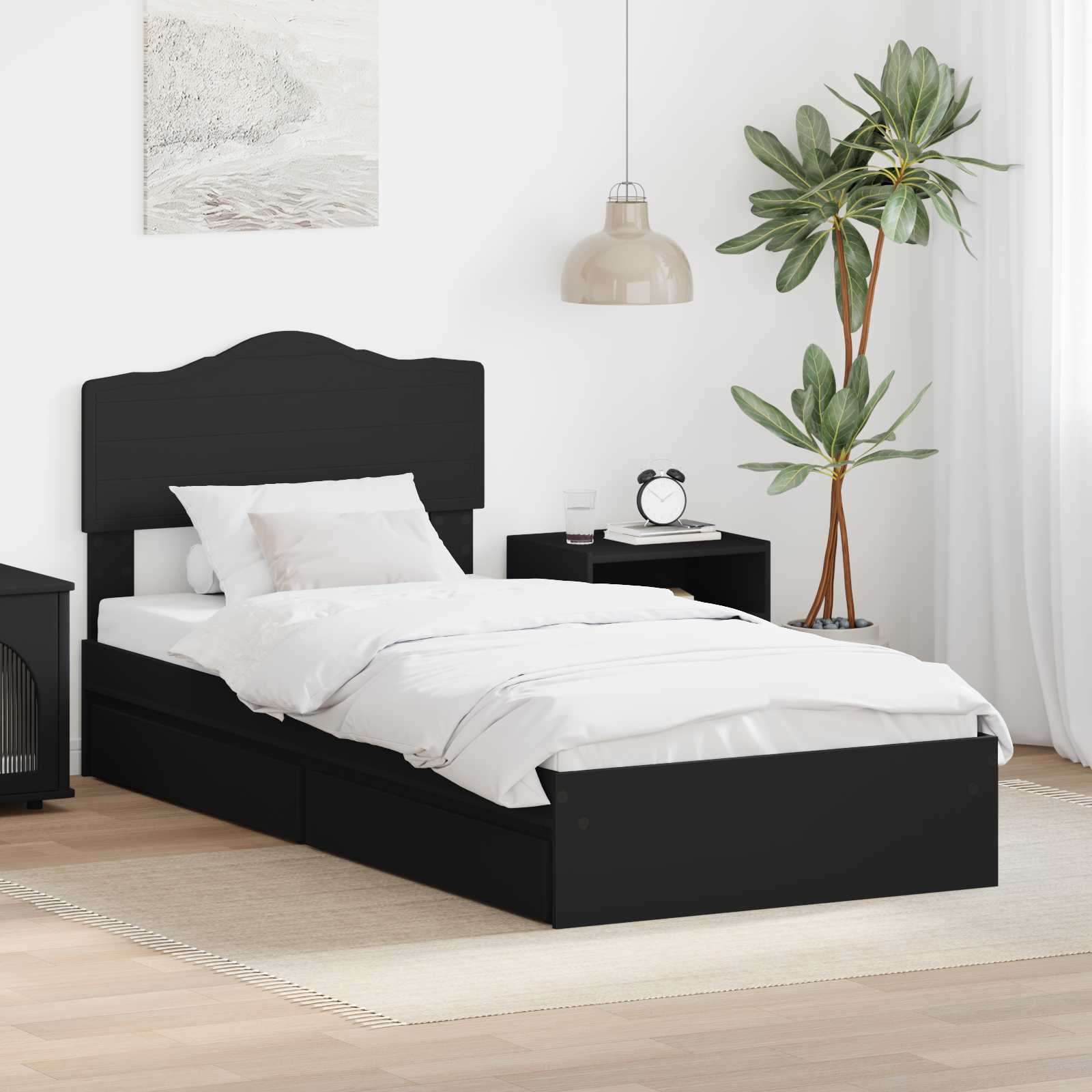 vidaXL Aufbewahrungsbett Schwarz 200 x 200 cm Holzwerkstoff