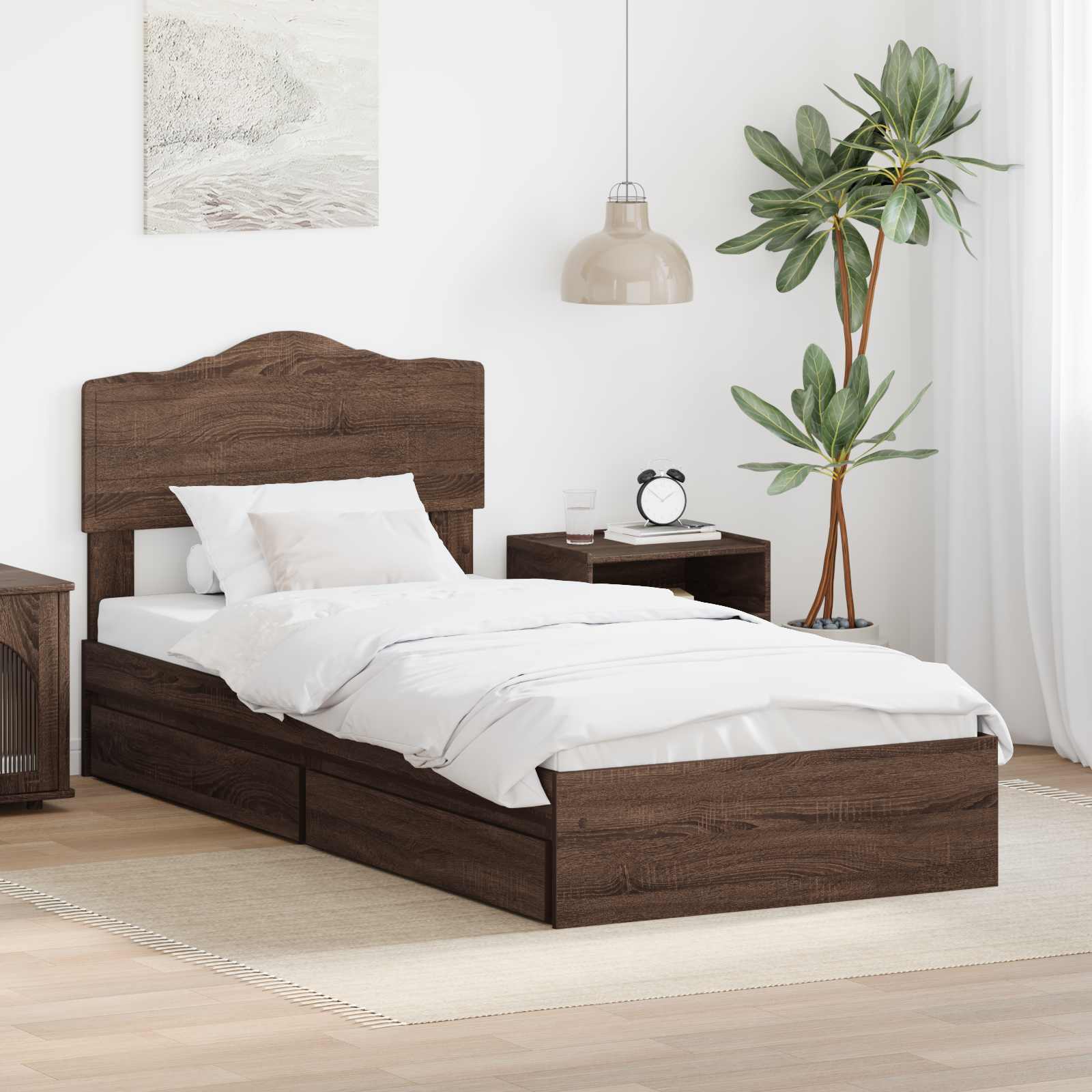 vidaXL Aufbewahrungsbett Braun Eichen-Optik 100 x 200 cm Holzwerkstoff
