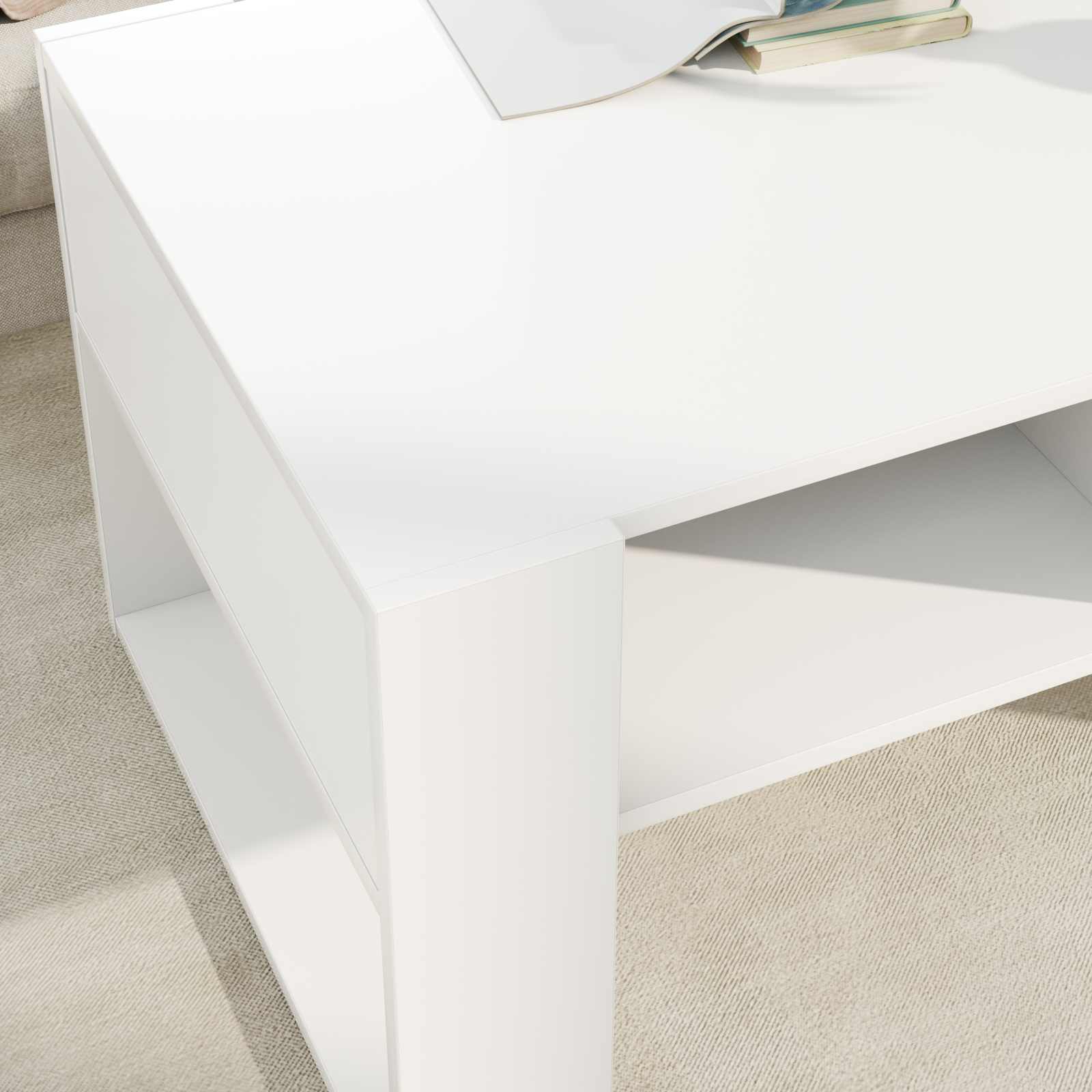 vidaXL Couchtisch mit Speicher Weiß 92 x 53 x 45 cm Holzwerkstoff