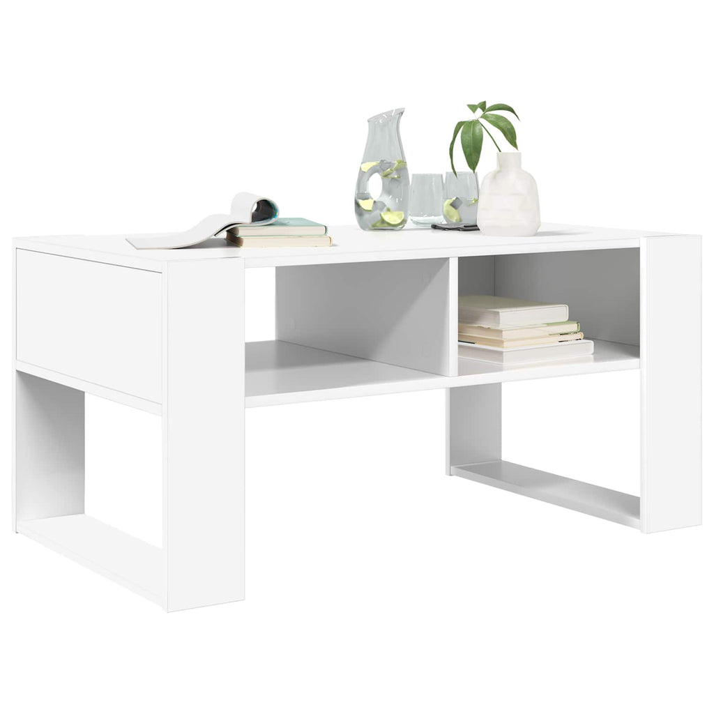 vidaXL Couchtisch mit Speicher Weiß 92 x 53 x 45 cm Holzwerkstoff