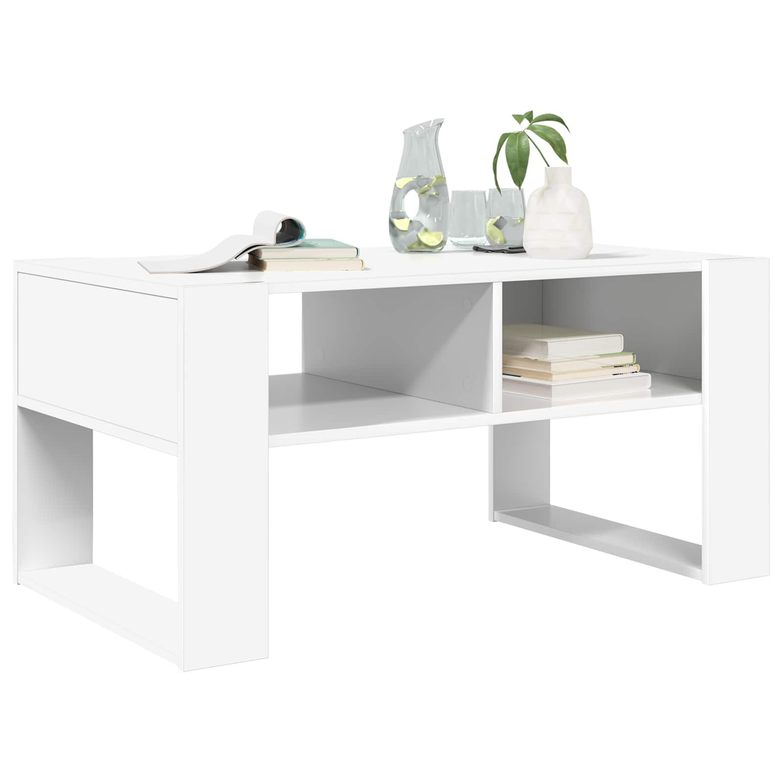 vidaXL Couchtisch mit Speicher Weiß 92 x 53 x 45 cm Holzwerkstoff