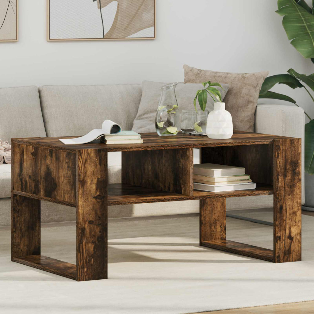 vidaXL Couchtisch Geräucherte Eiche 92 x 53 x 45 cm Holzwerkstoff