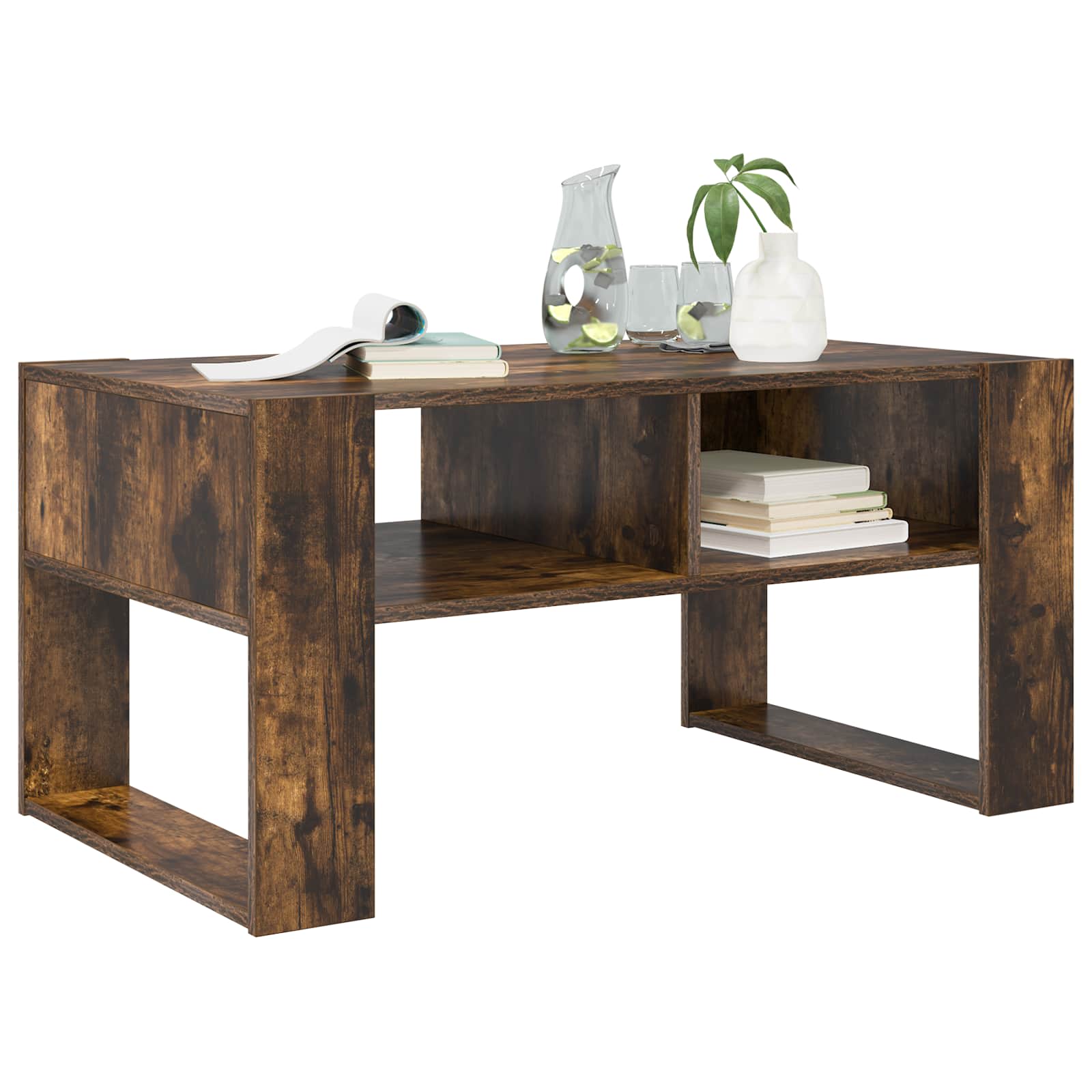 vidaXL Couchtisch Geräucherte Eiche 92 x 53 x 45 cm Holzwerkstoff