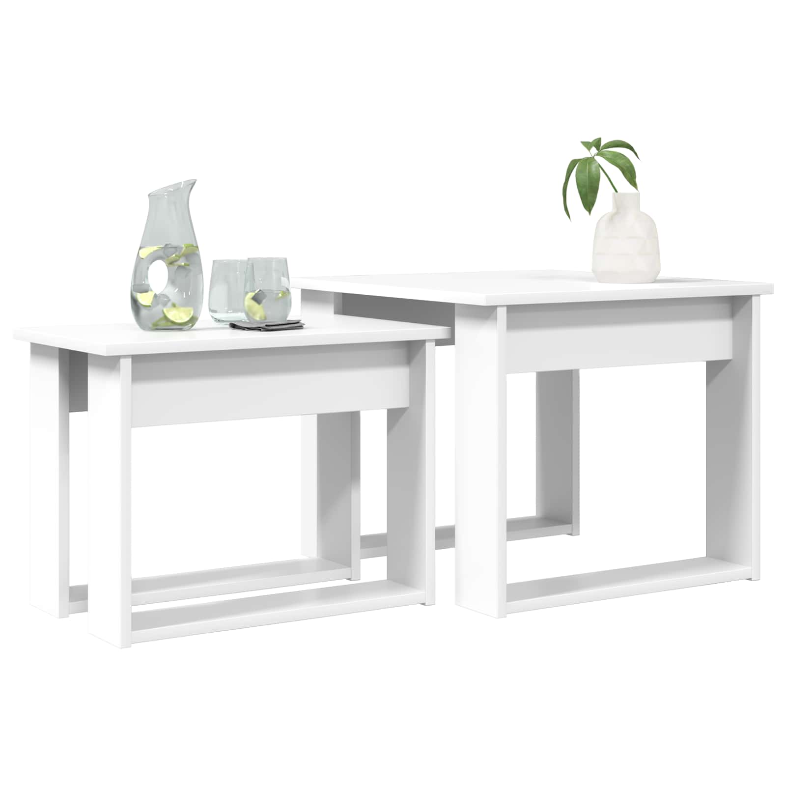 vidaXL Kaffeetisch Set 2 pcs Weiß Holzwerkstoff