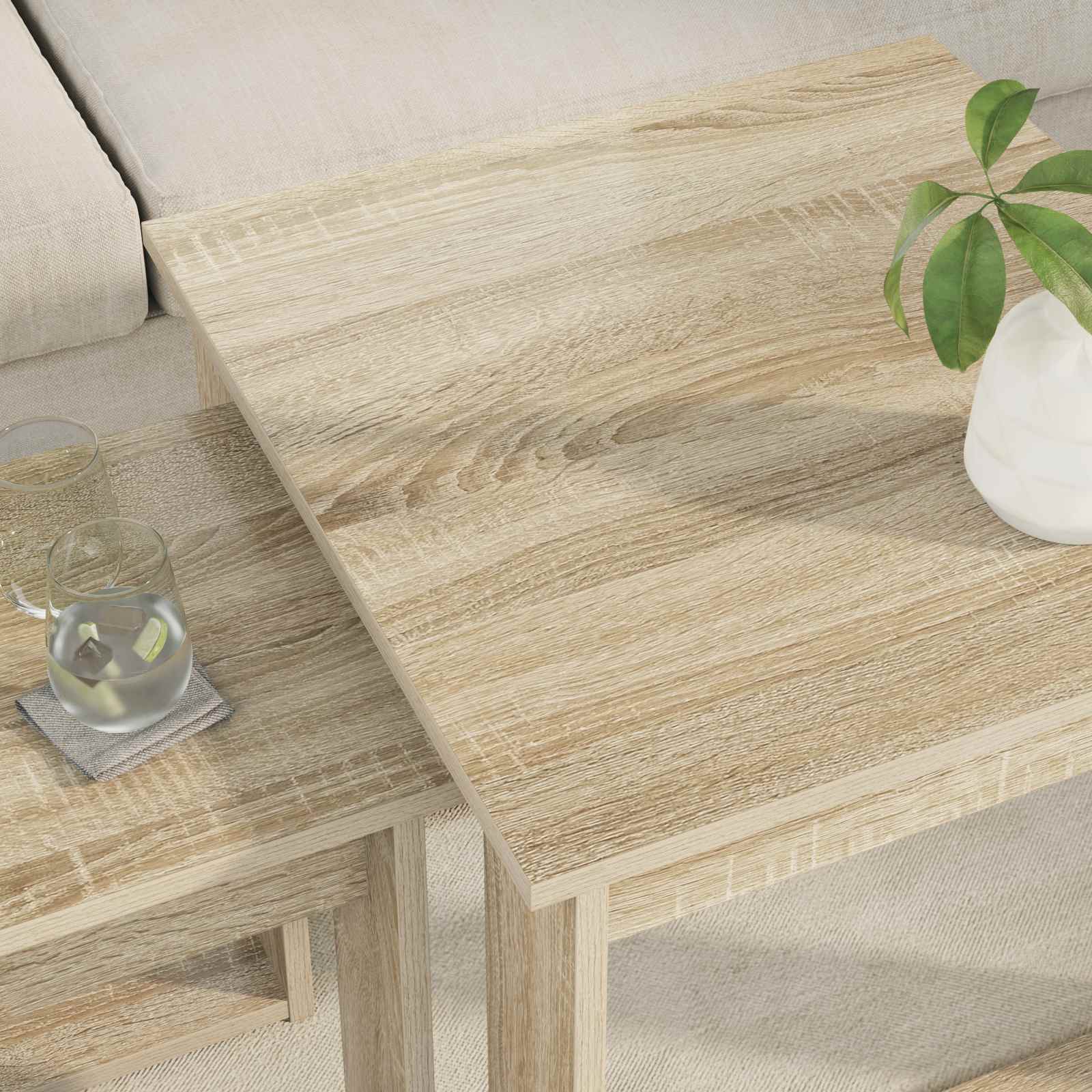 vidaXL Kaffeetisch Set 2 pcs Sonoma-Eiche Holzwerkstoff