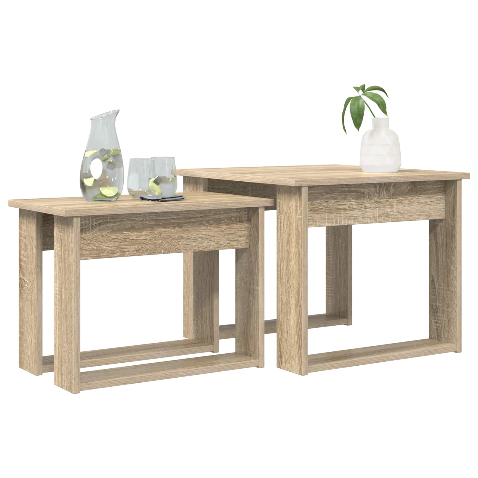 vidaXL Kaffeetisch Set 2 pcs Sonoma-Eiche Holzwerkstoff