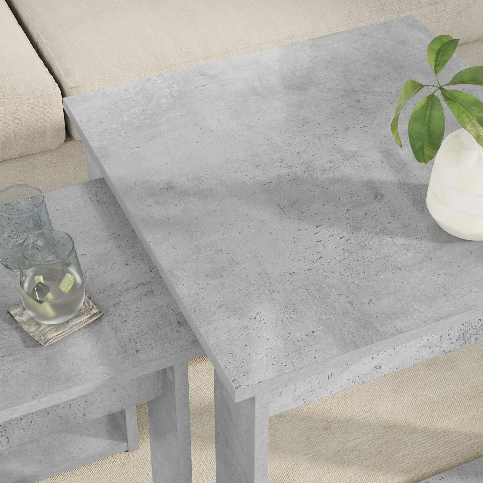vidaXL Kaffeetisch Set 2 pcs Beton Grau Holzwerkstoff
