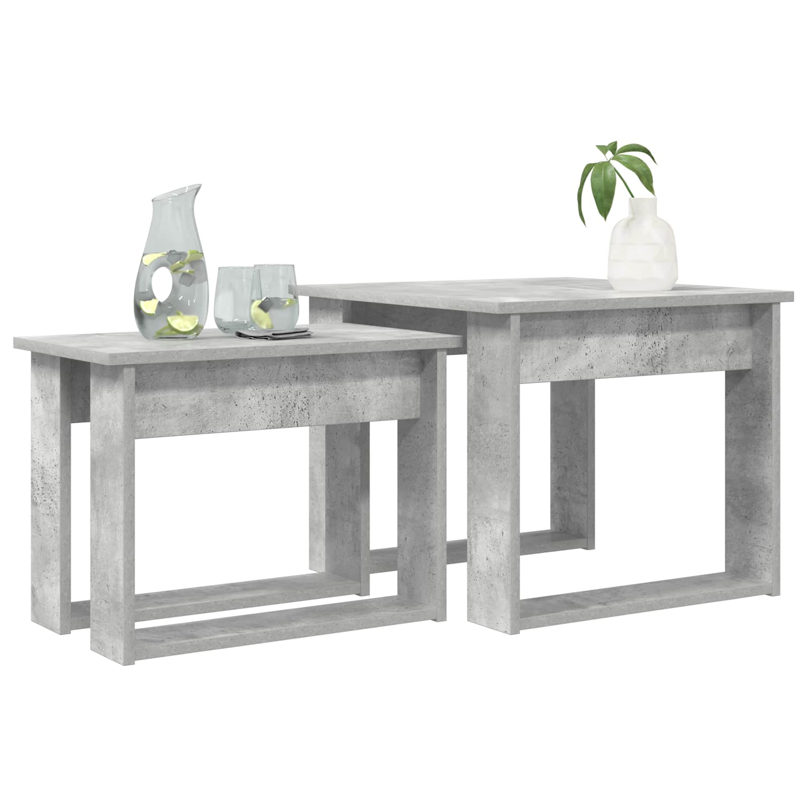 vidaXL Kaffeetisch Set 2 pcs Beton Grau Holzwerkstoff