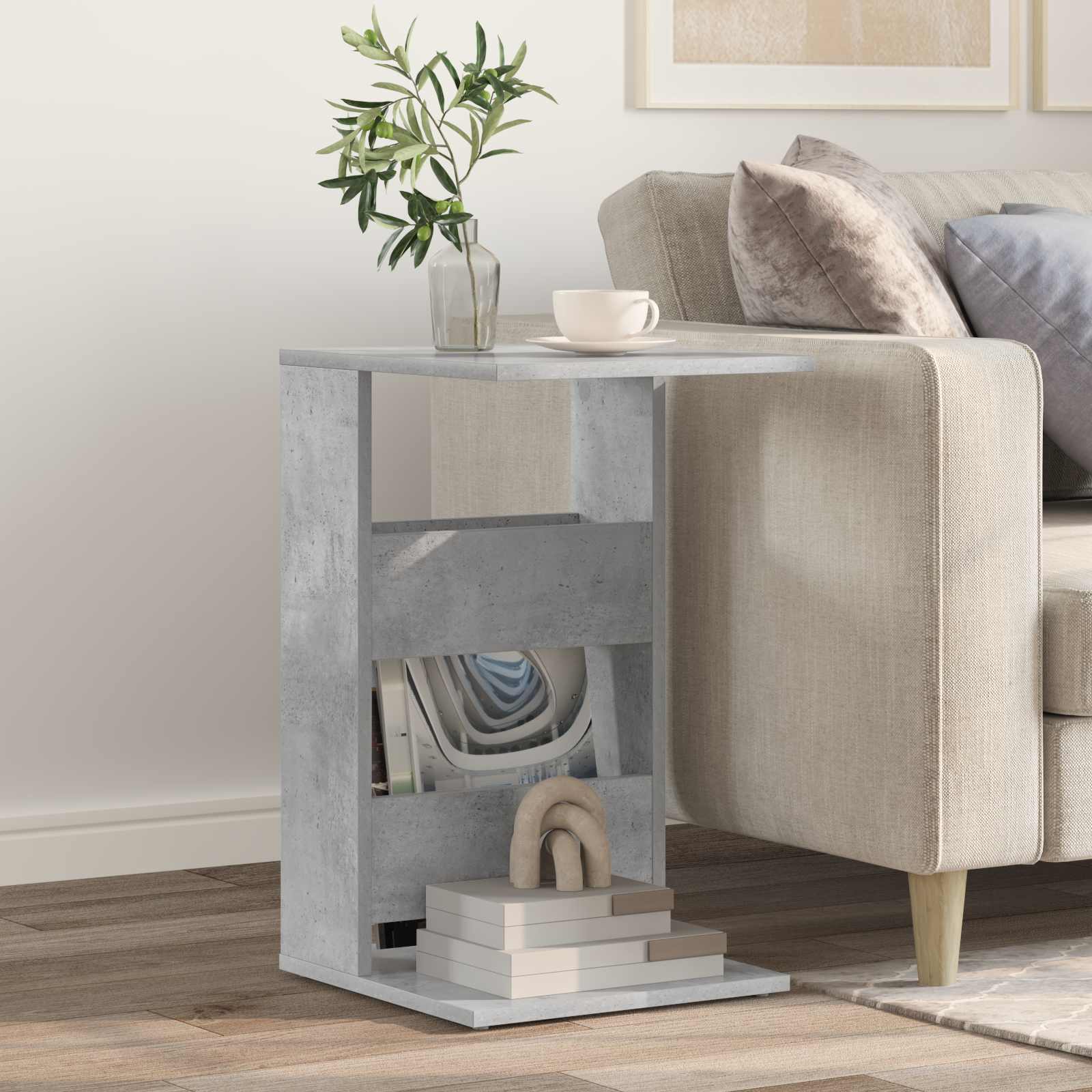 vidaXL Beistelltisch Beton Grau 40 x 35 x 60,5 cm Holzwerkstoff
