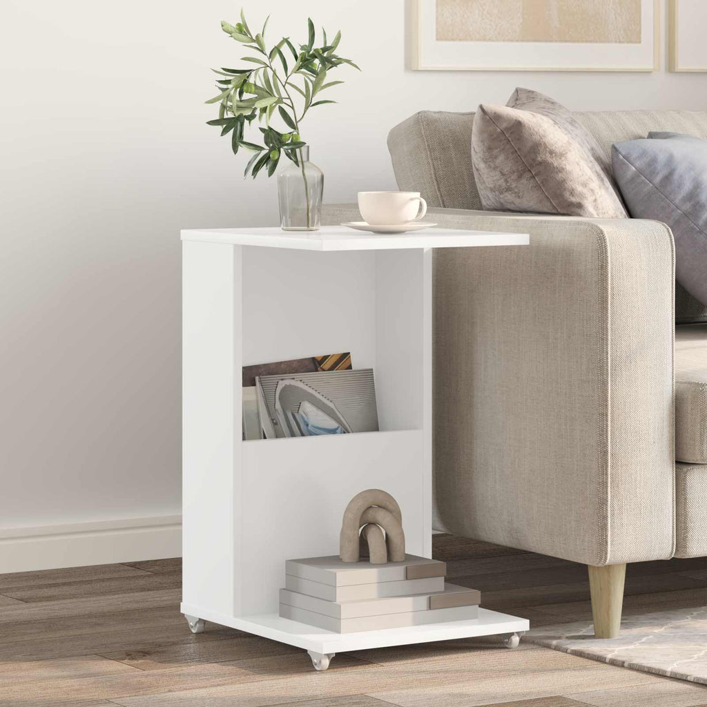 vidaXL Beistelltisch Mit Rad Weiß 40 x 35 x 60 cm Holzwerkstoff