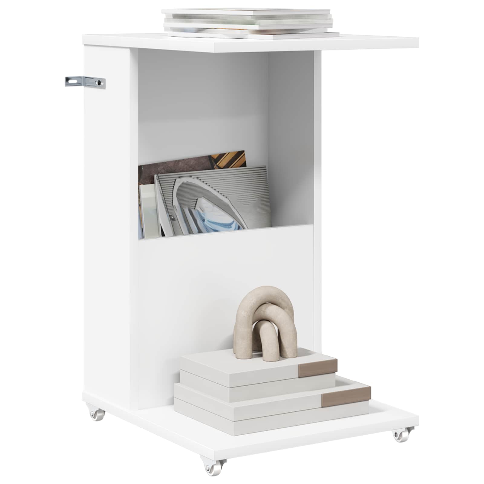 vidaXL Beistelltisch Mit Rad Weiß 40 x 35 x 60 cm Holzwerkstoff