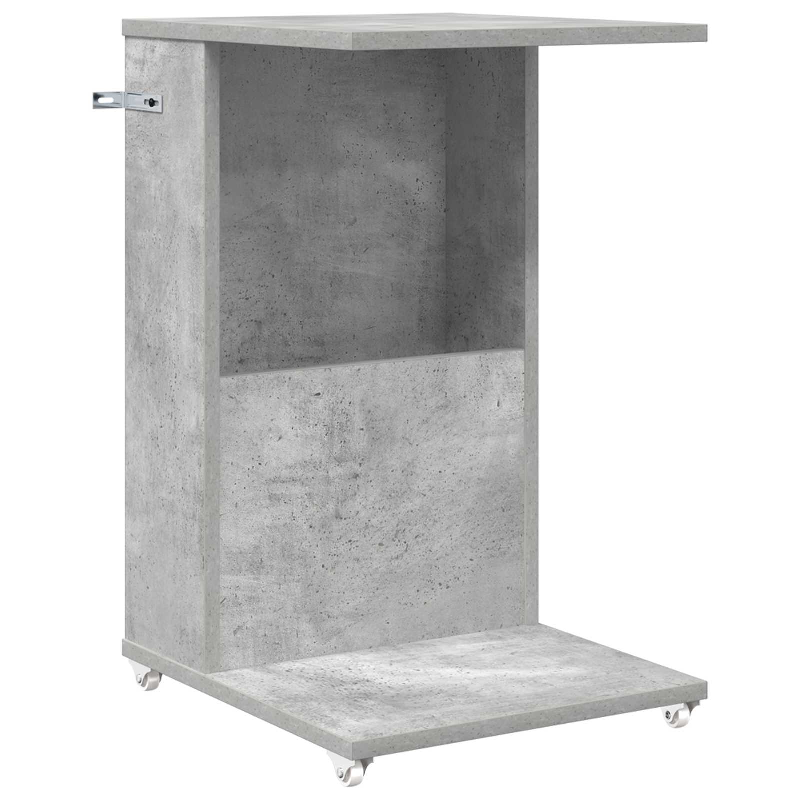 vidaXL Beistelltisch Mit Rad Beton Grau 40 x 35 x 60 cm Holzwerkstoff