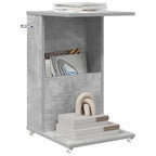 vidaXL Beistelltisch Mit Rad Beton Grau 40 x 35 x 60 cm Holzwerkstoff