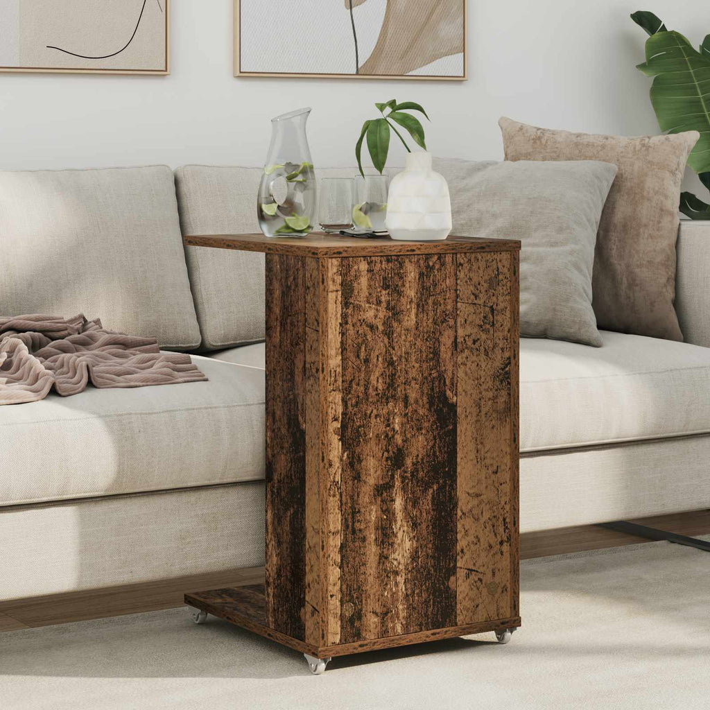 vidaXL Beistelltisch Mit Rad Altholz 40 x 35 x 60 cm Holzwerkstoff