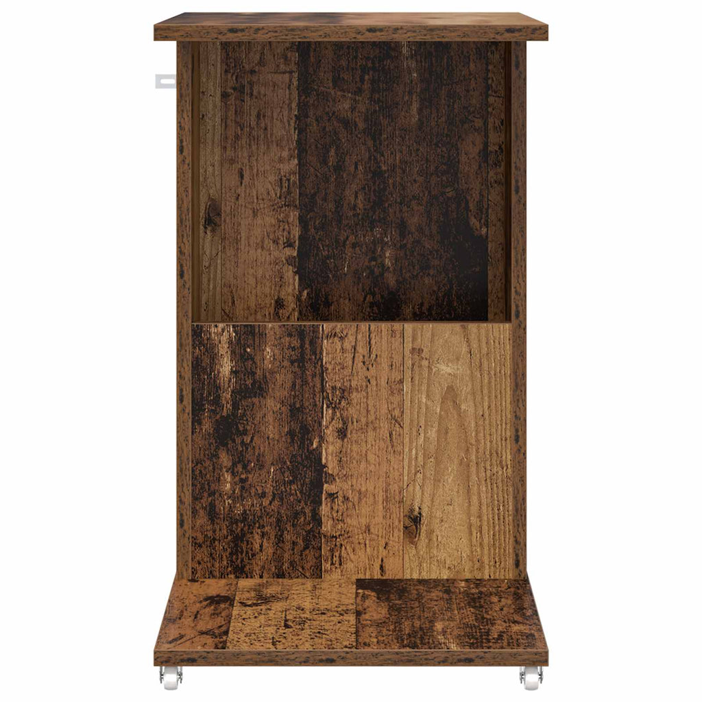 vidaXL Beistelltisch Mit Rad Altholz 40 x 35 x 60 cm Holzwerkstoff