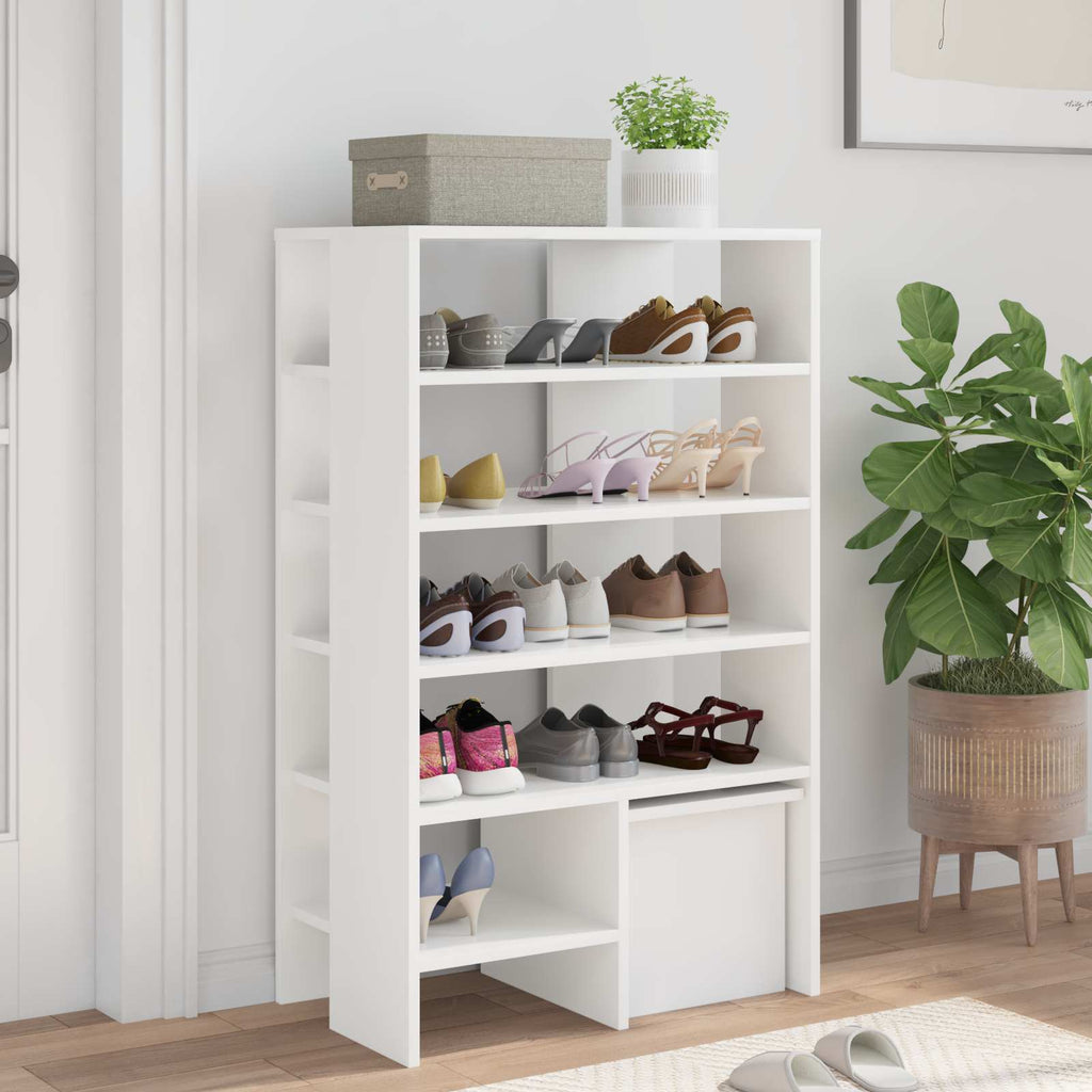 vidaXL Schuhschrank mit Regal mit Speicher 2 pcs Weiß Holzwerkstoff