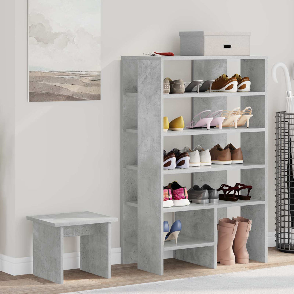 vidaXL Schuhschrank mit Regal 2 pcs Beton Grau Holzwerkstoff