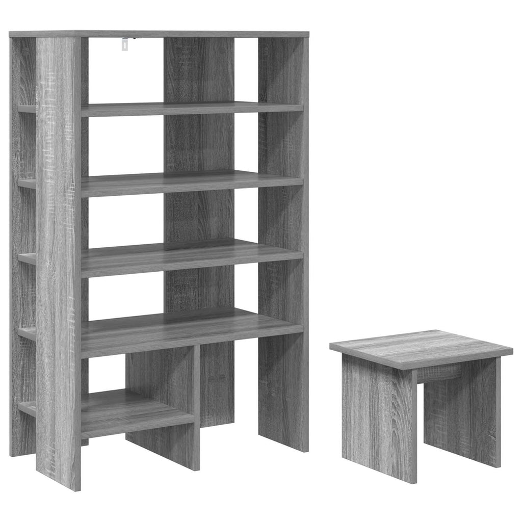 vidaXL Schuhschrank mit Regal 2 pcs Graues Sonoma Holzwerkstoff
