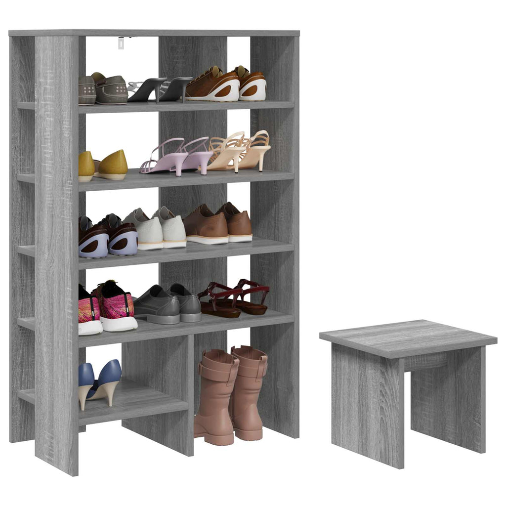 vidaXL Schuhschrank mit Regal 2 pcs Graues Sonoma Holzwerkstoff