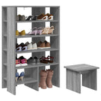 vidaXL Schuhschrank mit Regal 2 pcs Graues Sonoma Holzwerkstoff
