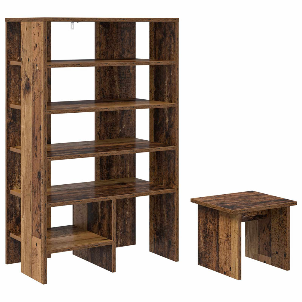 vidaXL Schuhschrank mit Regal mit Speicher 2 pcs Altholz Holzwerkstoff