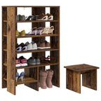 vidaXL Schuhschrank mit Regal mit Speicher 2 pcs Altholz Holzwerkstoff