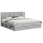 vidaXL Bettgestell mit Stauraum und Kopfteil Grau Sonoma 200 x 200 cm