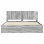 vidaXL Bettgestell mit Stauraum und Kopfteil Grau Sonoma 200 x 200 cm