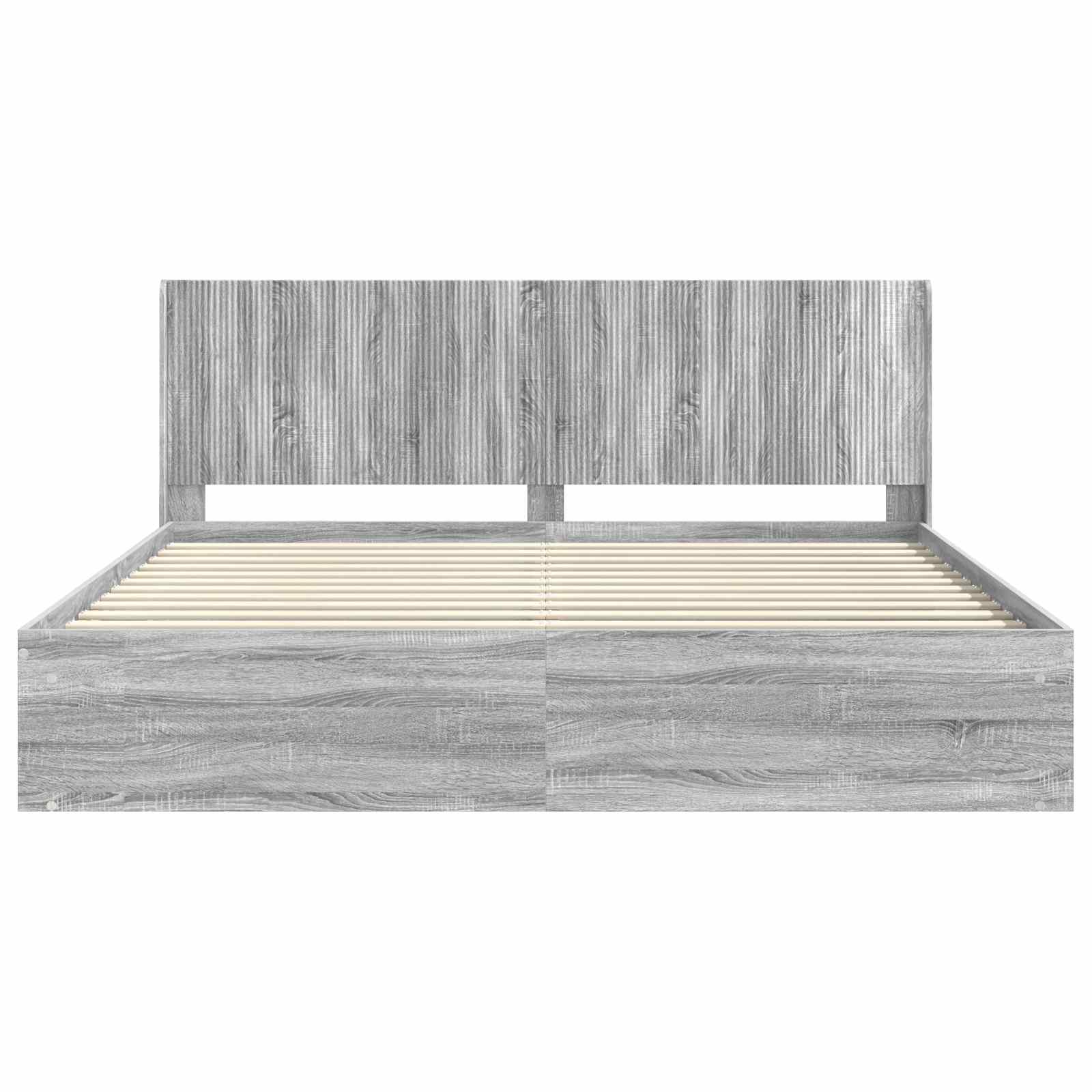 vidaXL Bettgestell mit Stauraum und Kopfteil Grau Sonoma 200 x 200 cm