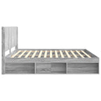 vidaXL Bettgestell mit Stauraum und Kopfteil Grau Sonoma 200 x 200 cm