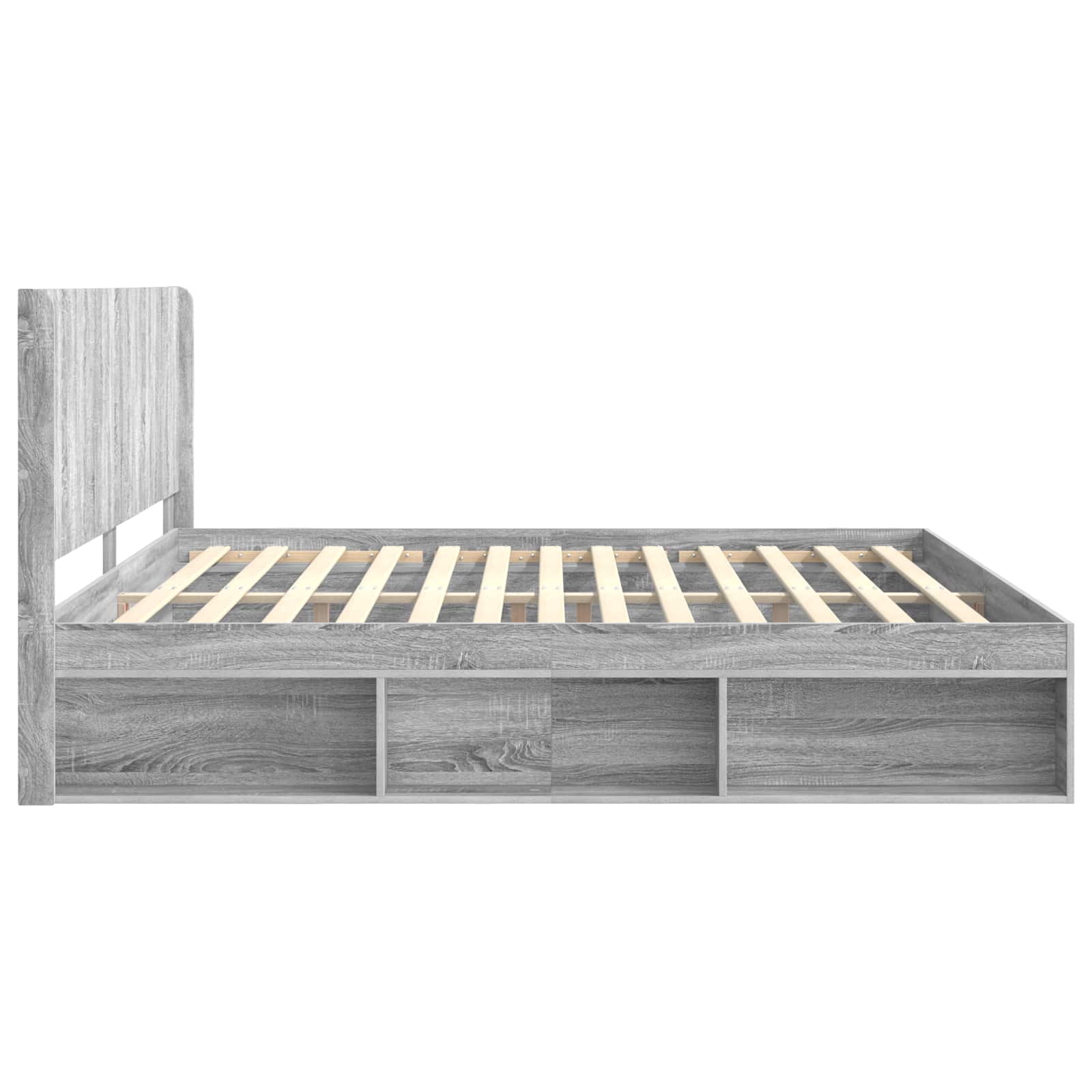 vidaXL Bettgestell mit Stauraum und Kopfteil Grau Sonoma 200 x 200 cm