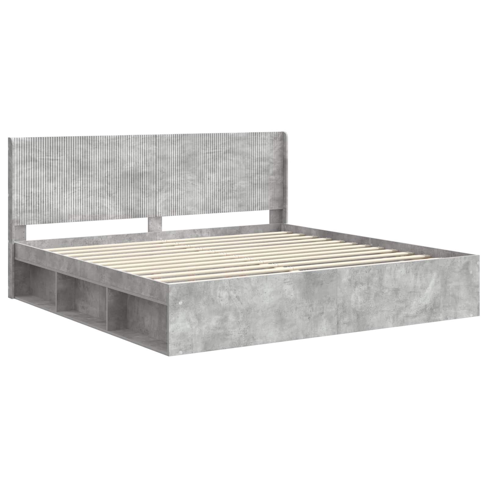 vidaXL Bettgestell mit Stauraum und Kopfteil Betongrau 180 x 200 cm