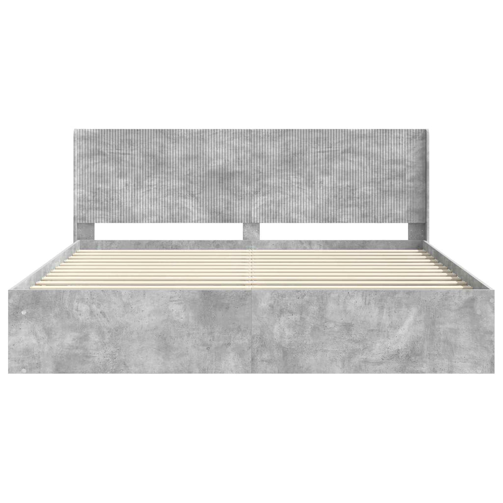 vidaXL Bettgestell mit Stauraum und Kopfteil Betongrau 180 x 200 cm