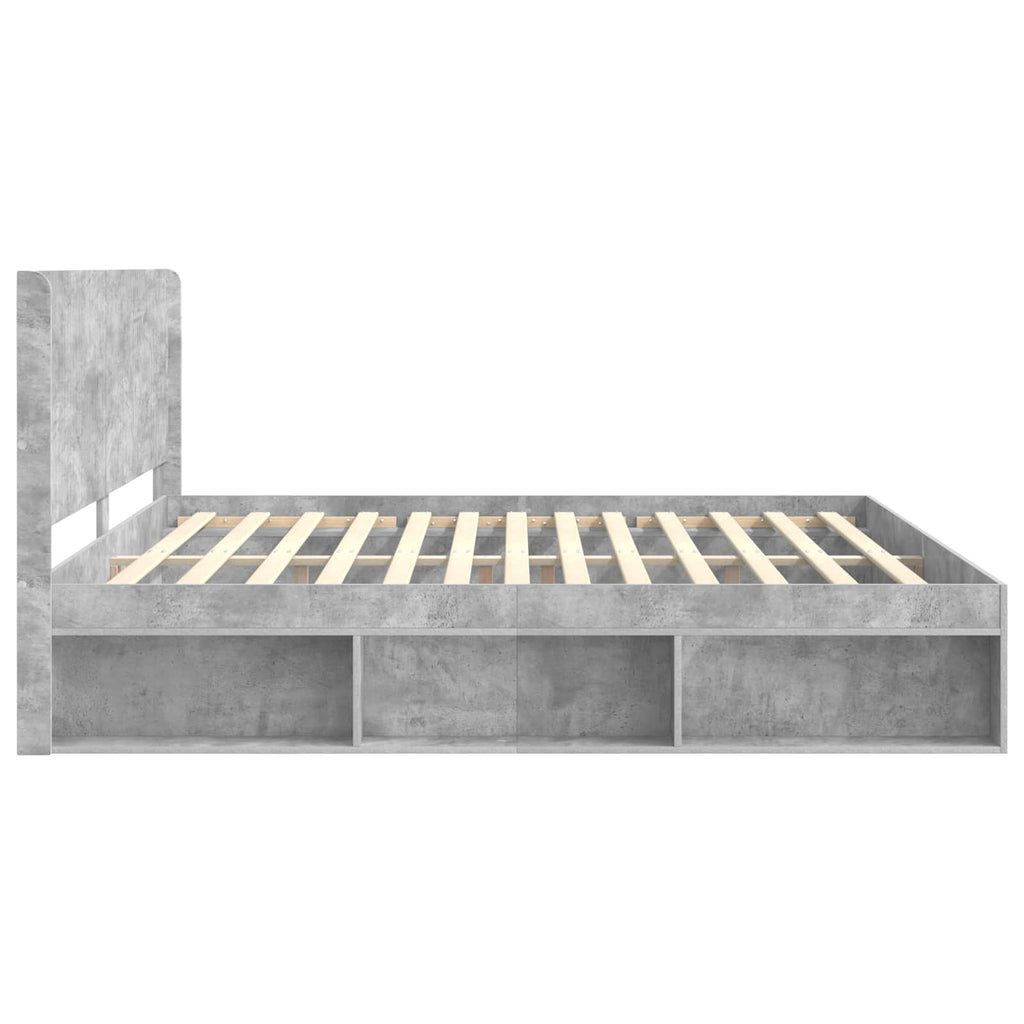 vidaXL Bettgestell mit Stauraum und Kopfteil Betongrau 180 x 200 cm