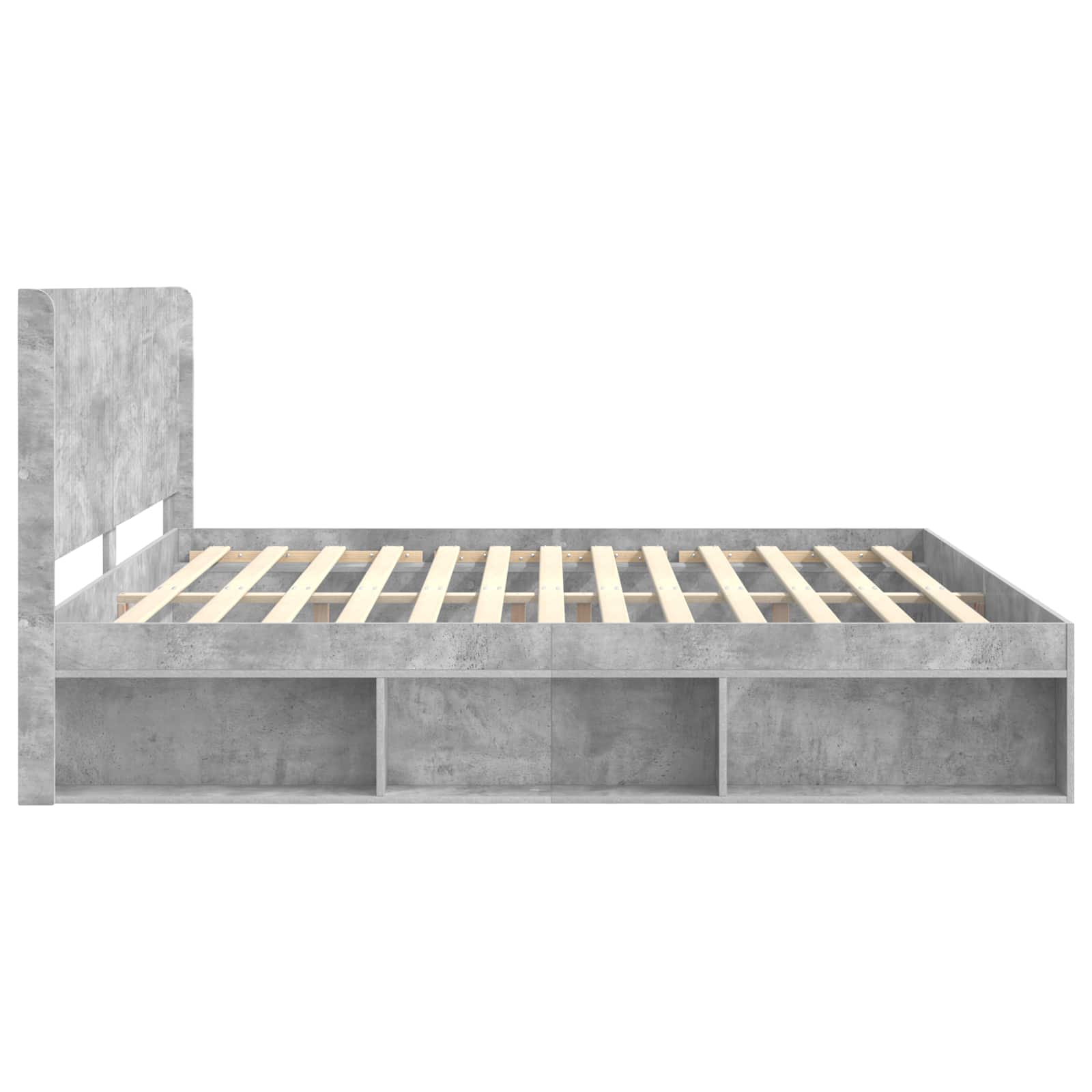 vidaXL Bettgestell mit Stauraum und Kopfteil Betongrau 180 x 200 cm