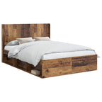 vidaXL Bettgestell mit Stauraum und Kopfteil Altholz 150 x 200 cm