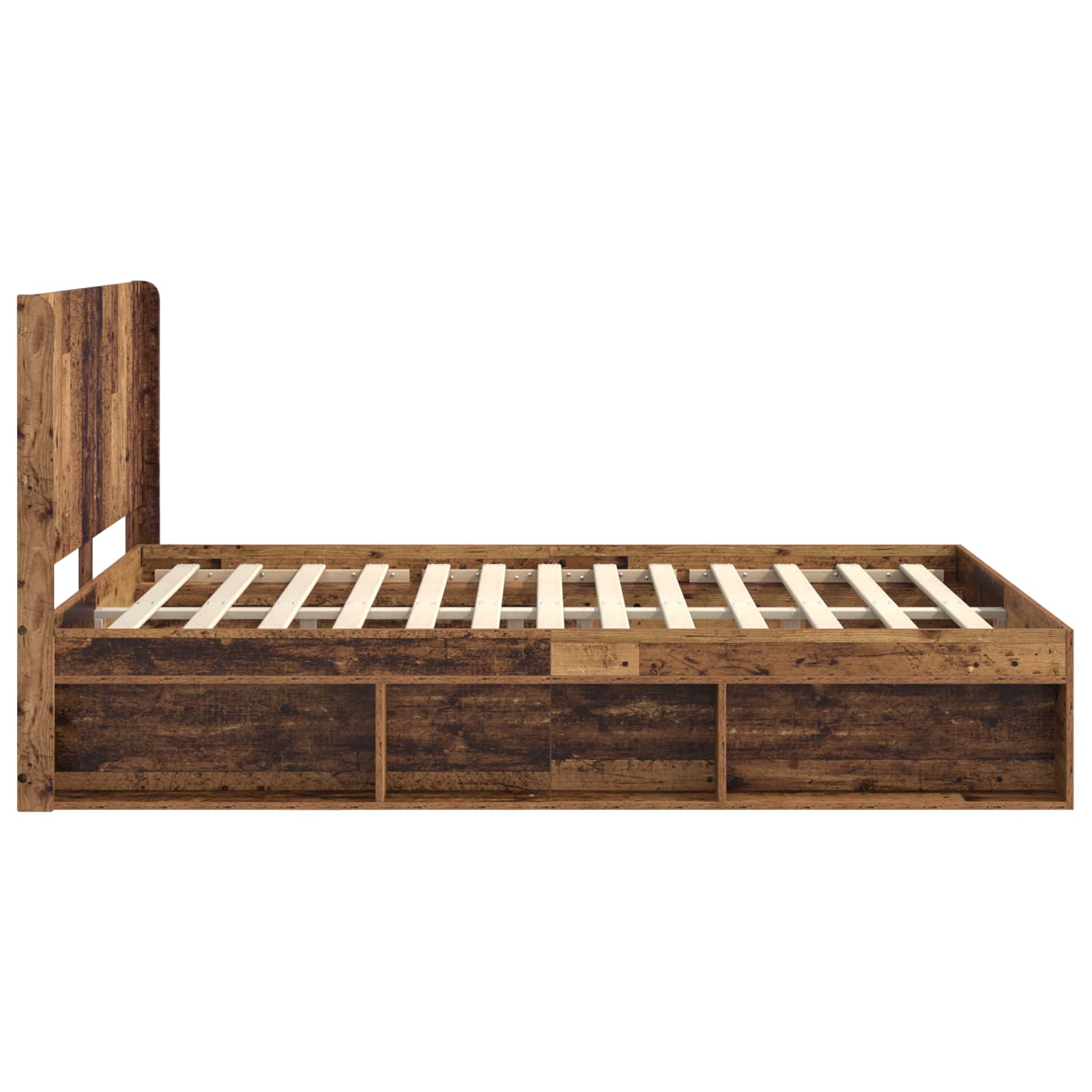 vidaXL Bettgestell mit Stauraum und Kopfteil Altholz 150 x 200 cm
