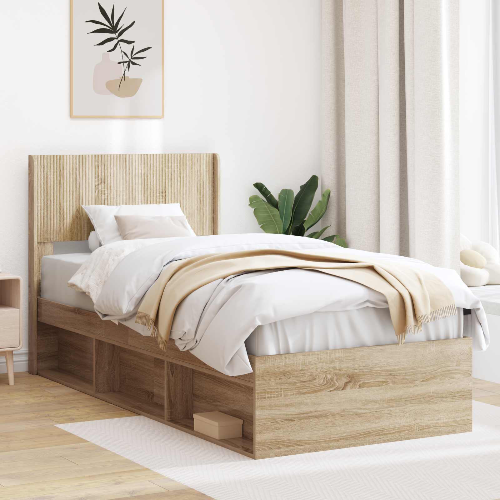 vidaXL Bettgestell mit Stauraum und Kopfteil 3 pcs Holzwerkstoff