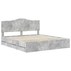 vidaXL Bettrahmen mit Kopfteil Betongrau 200 x 200 cm Ingenieurs Holz