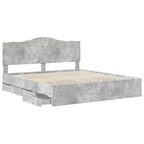 vidaXL Bettrahmen mit Kopfteil Betongrau 200 x 200 cm Ingenieurs Holz