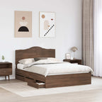 vidaXL Bettrahmen mit Kopfteil Brauneiche 150 x 200 cm Ingenieurs Holz