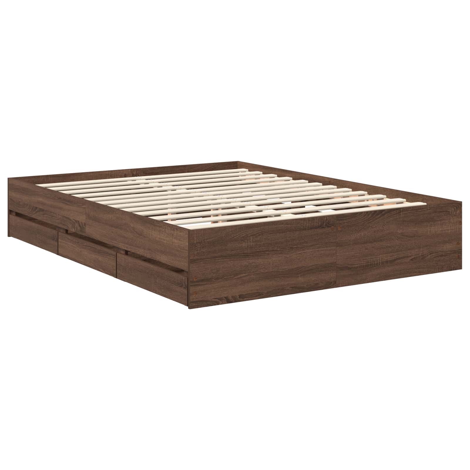 vidaXL Bettrahmen mit Kopfteil Brauneiche 150 x 200 cm Ingenieurs Holz