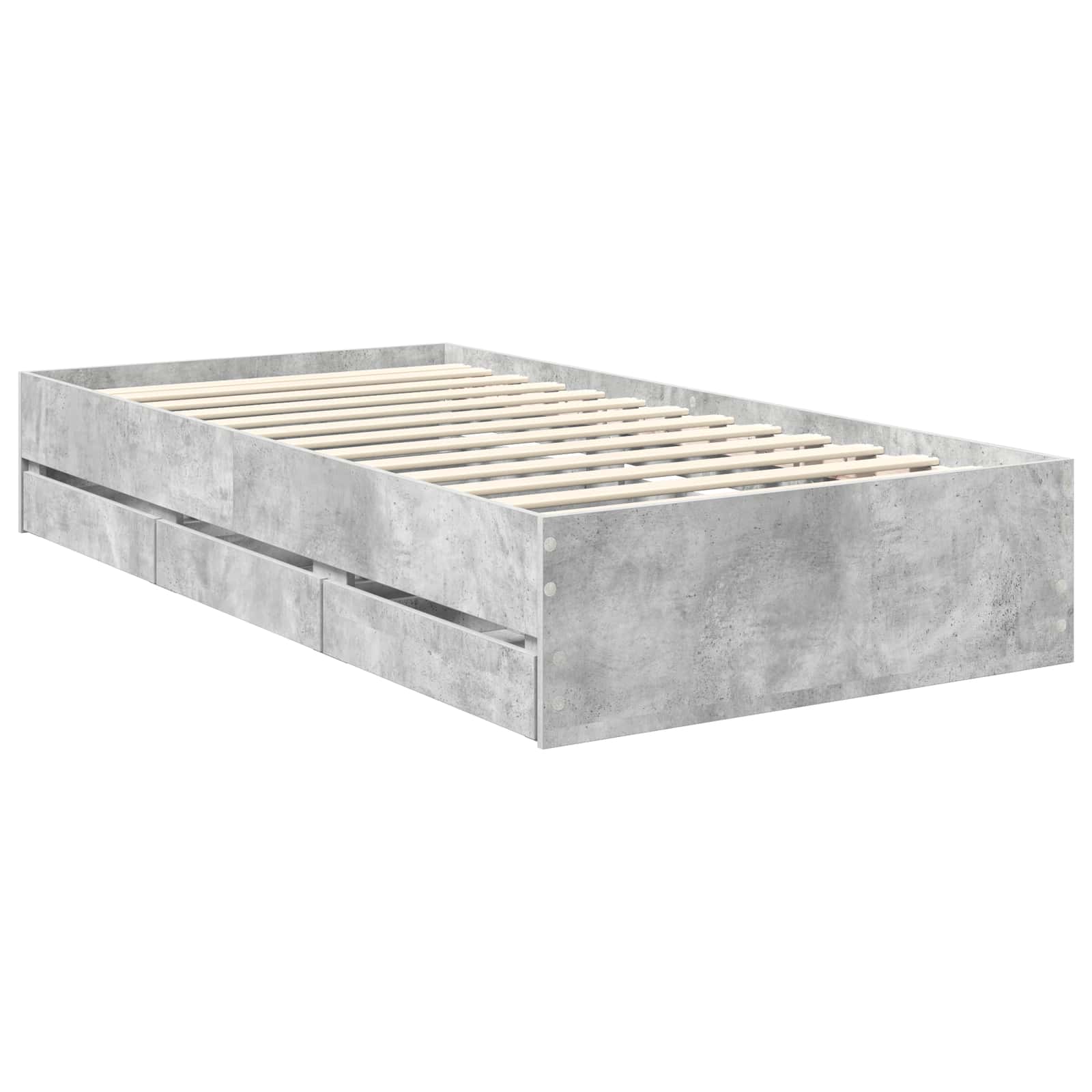 vidaXL Bettrahmen mit Schubladen Betongrau 90 x 200 cm Ingenieurs Holz